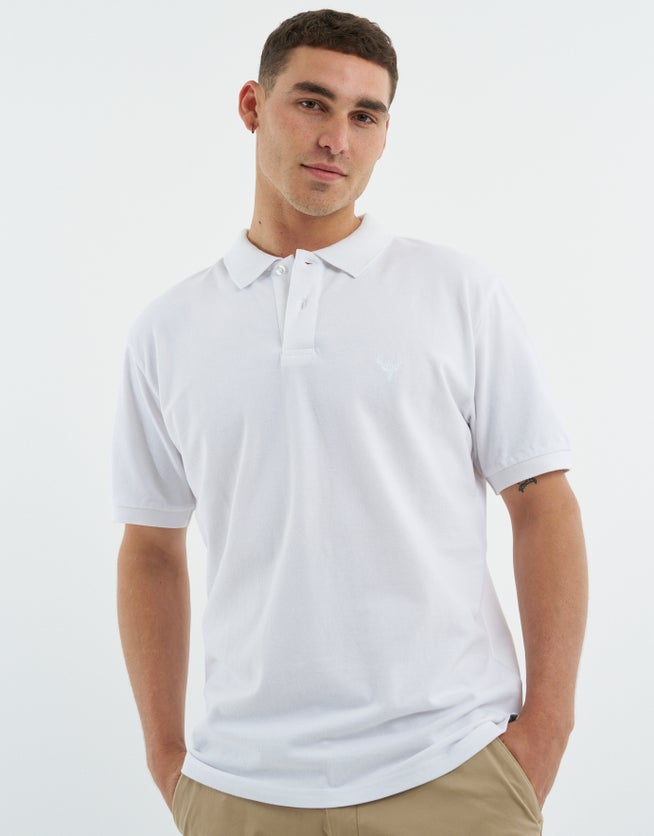 Pique Short Sleeve Polo Shirt in White | Hallensteins NZ