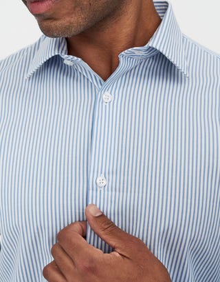 Striped Long Sleeve Premium Business Shirt in Blue Detail
