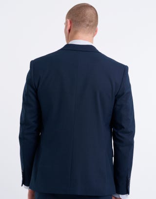 Stretch Harro Slim Fit Suit Jacket in Navy Back