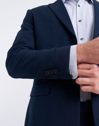 Stretch Harro Slim Fit Suit Jacket in Navy Detail2