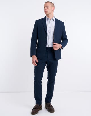 Stretch Harro Slim Fit Suit Jacket in Navy Full