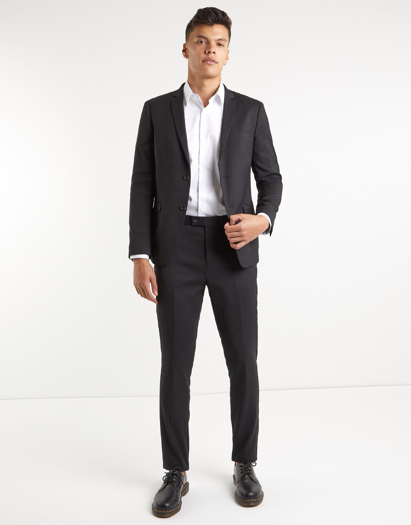 Skinny Fit Stretch Suit Pants in Black 