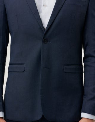 Skinny Fit Stretch Suit Jacket in Navy Detail2