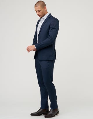 Skinny Fit Stretch Suit Jacket in Navy Detail3