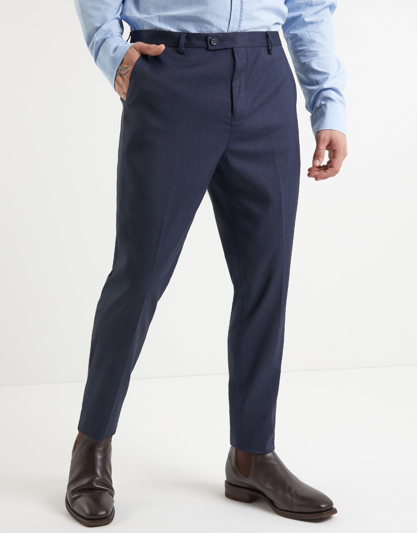 High Waist Business Dress Pants Men Ankle Length Office Social Slim Fit  Suit Pant Pantalones Hombre Classic Streetwear Trousers - AliExpress
