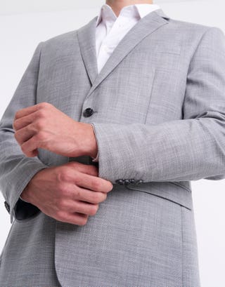Slim Fit Hash Suit Jacket in Grey Detail