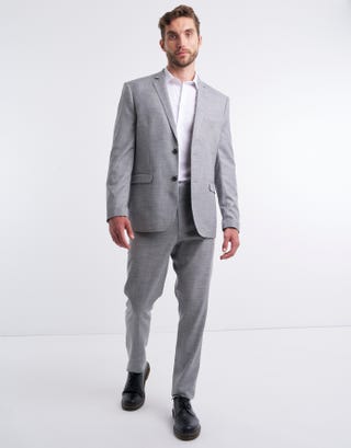 Slim Fit Hash Suit Jacket in Grey Full