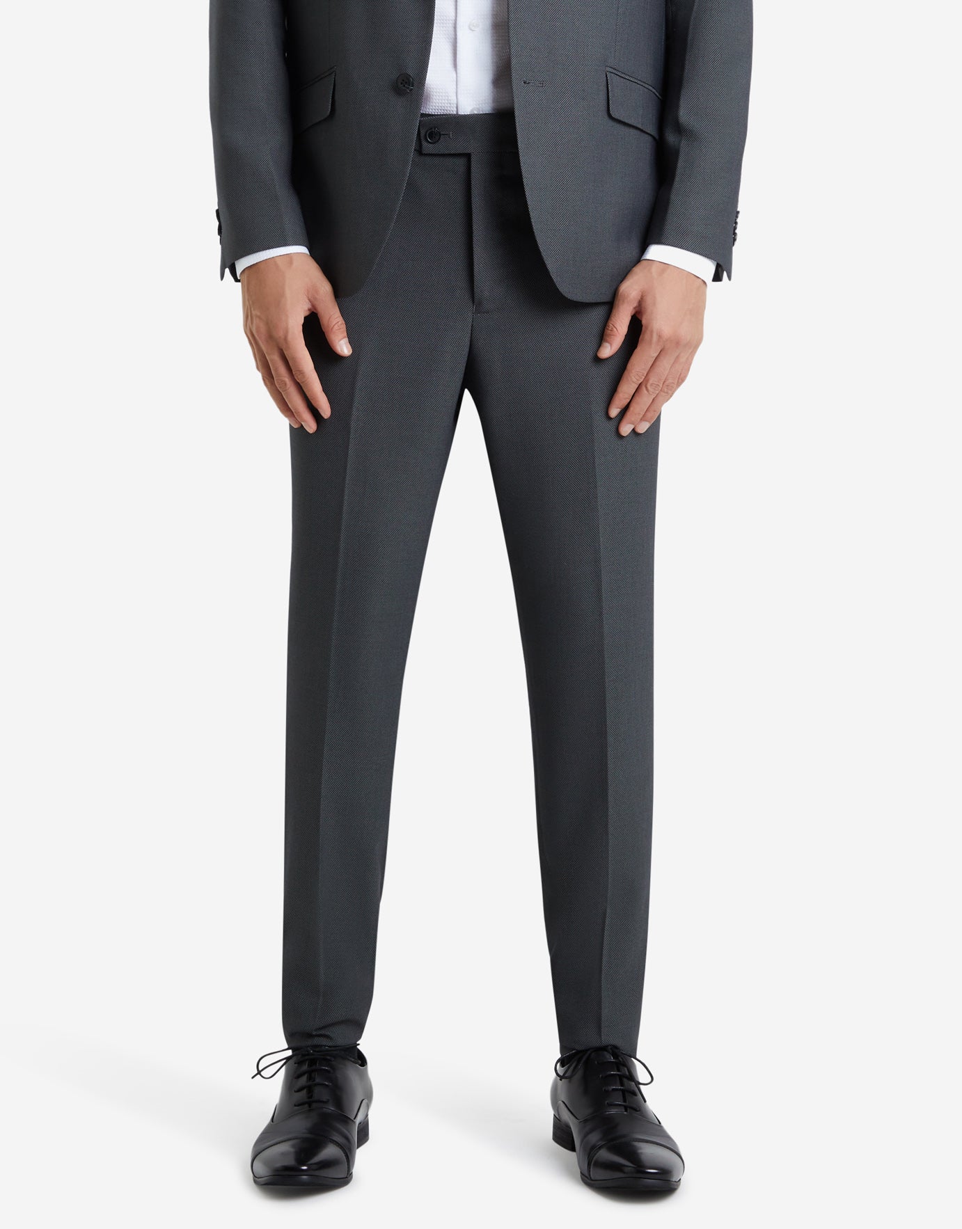 Birdseye Textured Slim Suit Pants in 