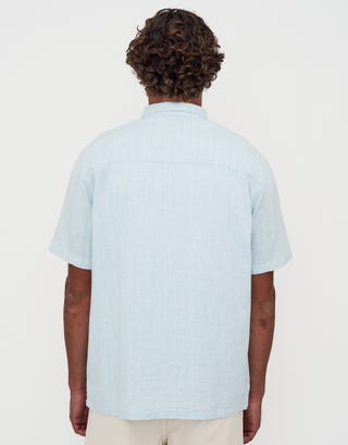 Textured Short Sleeve Shirt in Lt Blue Back
