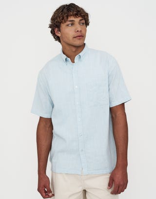 Textured Short Sleeve Shirt in Lt Blue Detail2