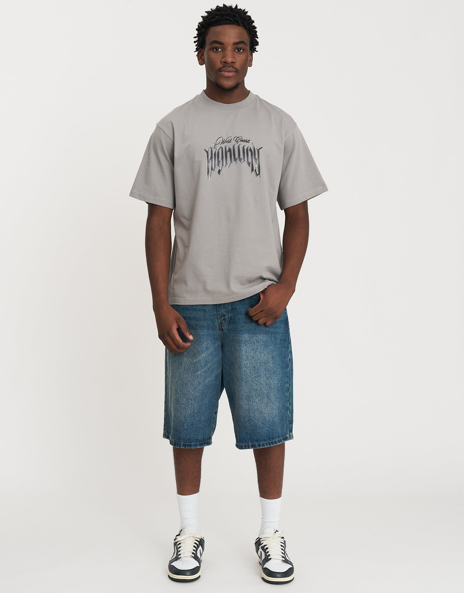 Highway SX Relaxed Fit T Shirt in Alloy Grey | Hallensteins NZ
