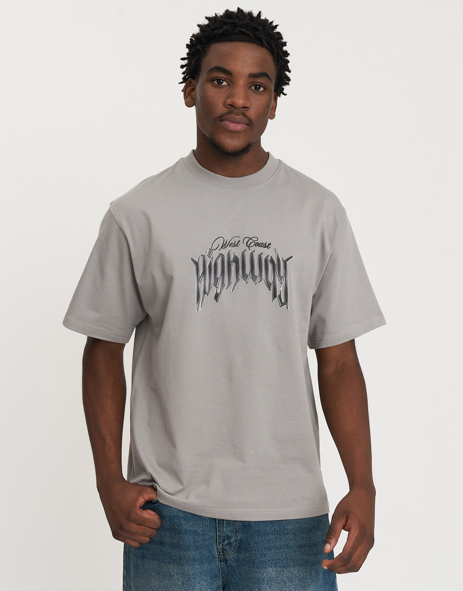 Highway SX Relaxed Fit T Shirt in Alloy Grey | Hallensteins NZ