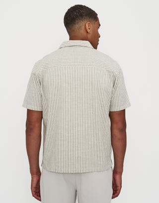 Riviera Striped Short Sleeve Shirt in Oat Back