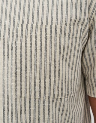 Riviera Striped Short Sleeve Shirt in Oat Detail2