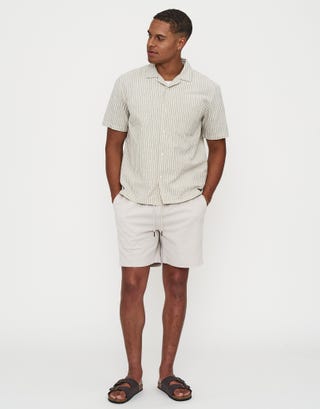 Riviera Striped Short Sleeve Shirt in Oat Full