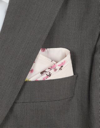 Floral Pocket Square in Dusty Pink Full