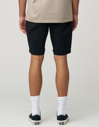 Stretch Chino Slim Fit Shorts in Black Back