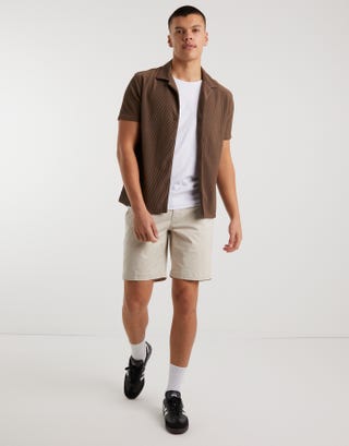 Stretch Chino Slim Fit Shorts in Bone Full