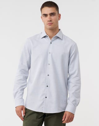 Honeycomb Texture Long Sleeve Dress Shirt in Light Grey Detail2