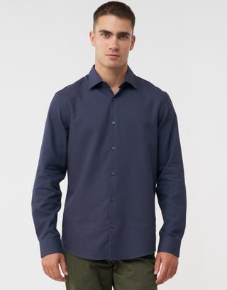 Honeycomb Texture Long Sleeve Dress Shirt in Slate Detail2