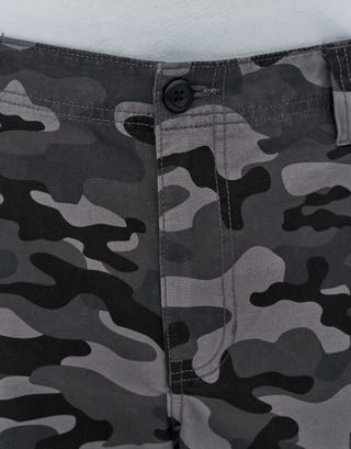 Camo Cargo Shorts in Black Camo Detail3