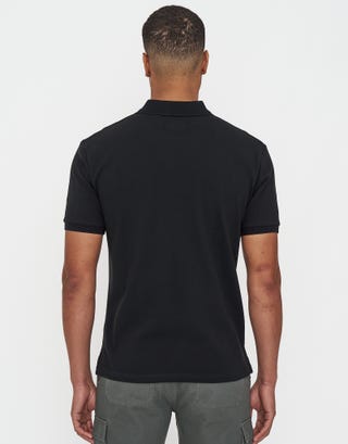 Pique Short Sleeve Polo in Black Back