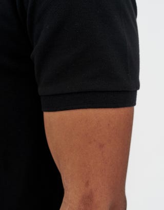 Pique Short Sleeve Polo in Black Detail3