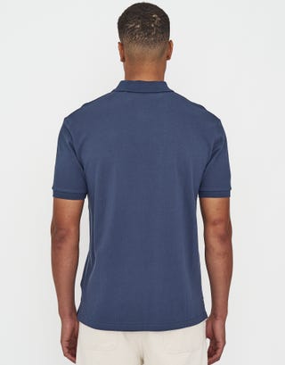 Pique Short Sleeve Polo in Midnight Blue Back