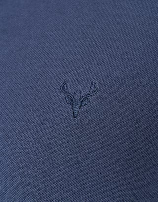 Pique Short Sleeve Polo in Midnight Blue Detail