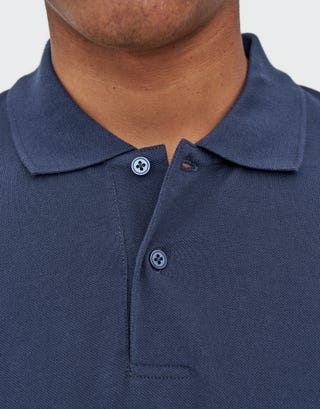 Pique Short Sleeve Polo in Midnight Blue Detail2