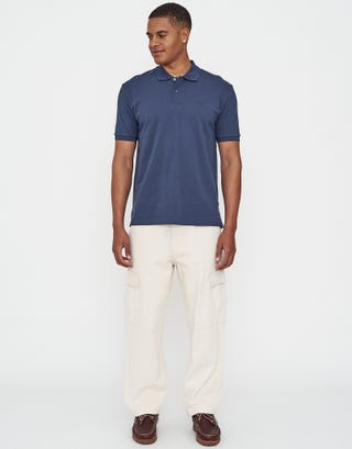 Pique Short Sleeve Polo in Midnight Blue Full
