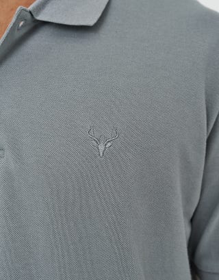 Pique Short Sleeve Polo in Pebble Detail