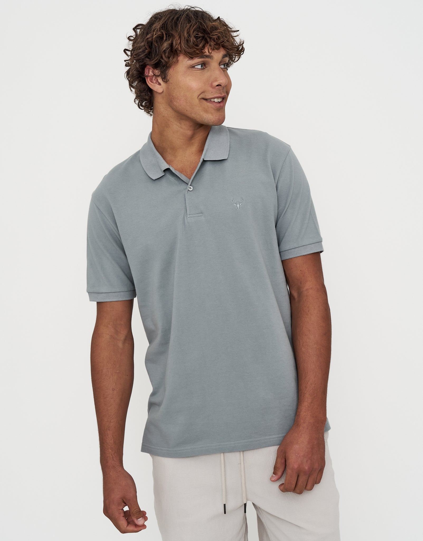 Pique Short Sleeve Polo in Pebble | Hallensteins NZ