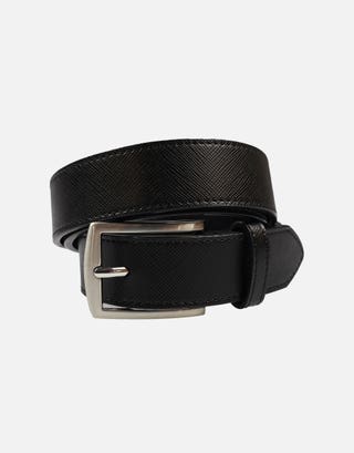 Saffiano Leather Belt in Black Front