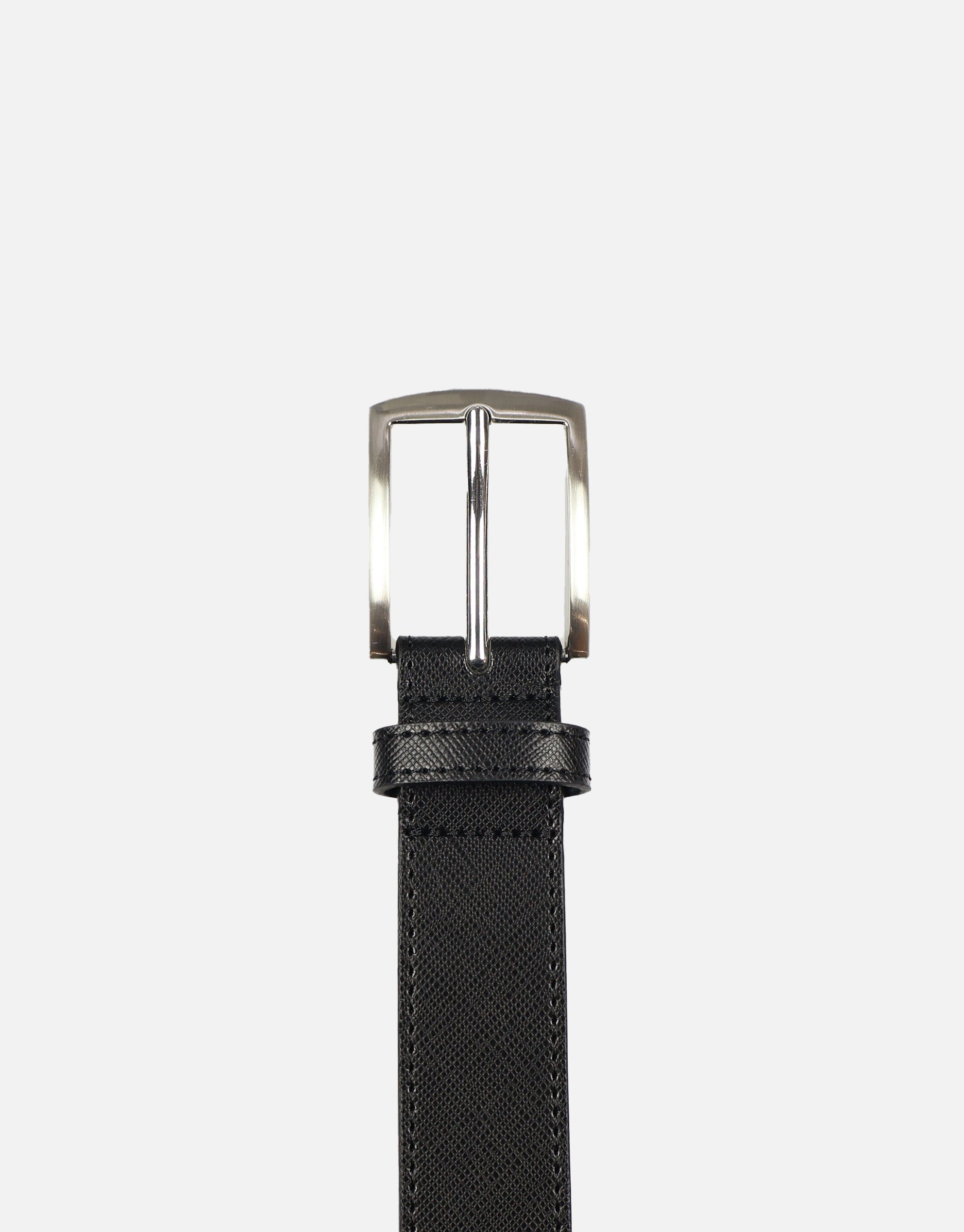 Saffiano Leather Belt in Black | Hallensteins AU