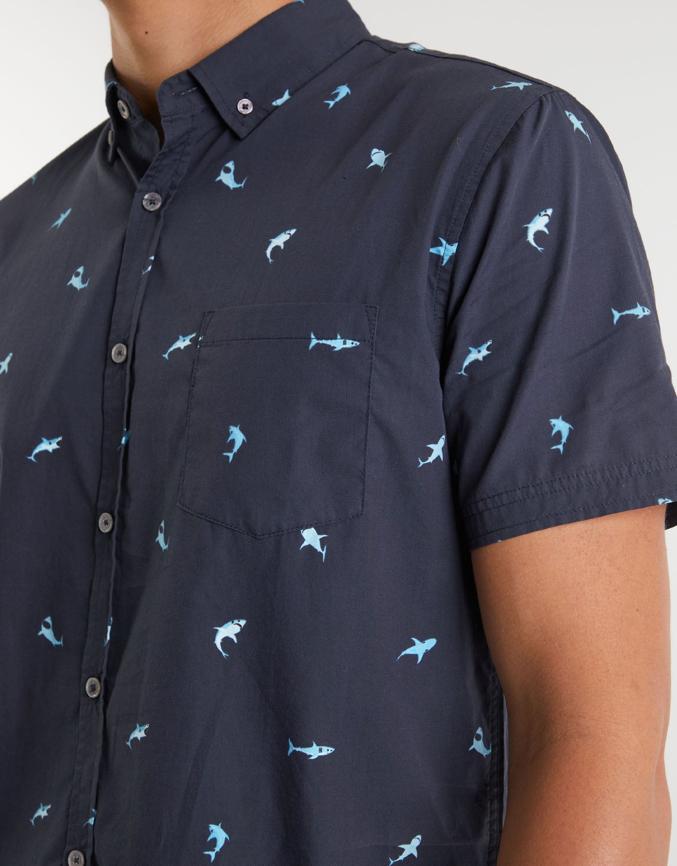 Shark Graphic Print Short Sleeve Shirt 