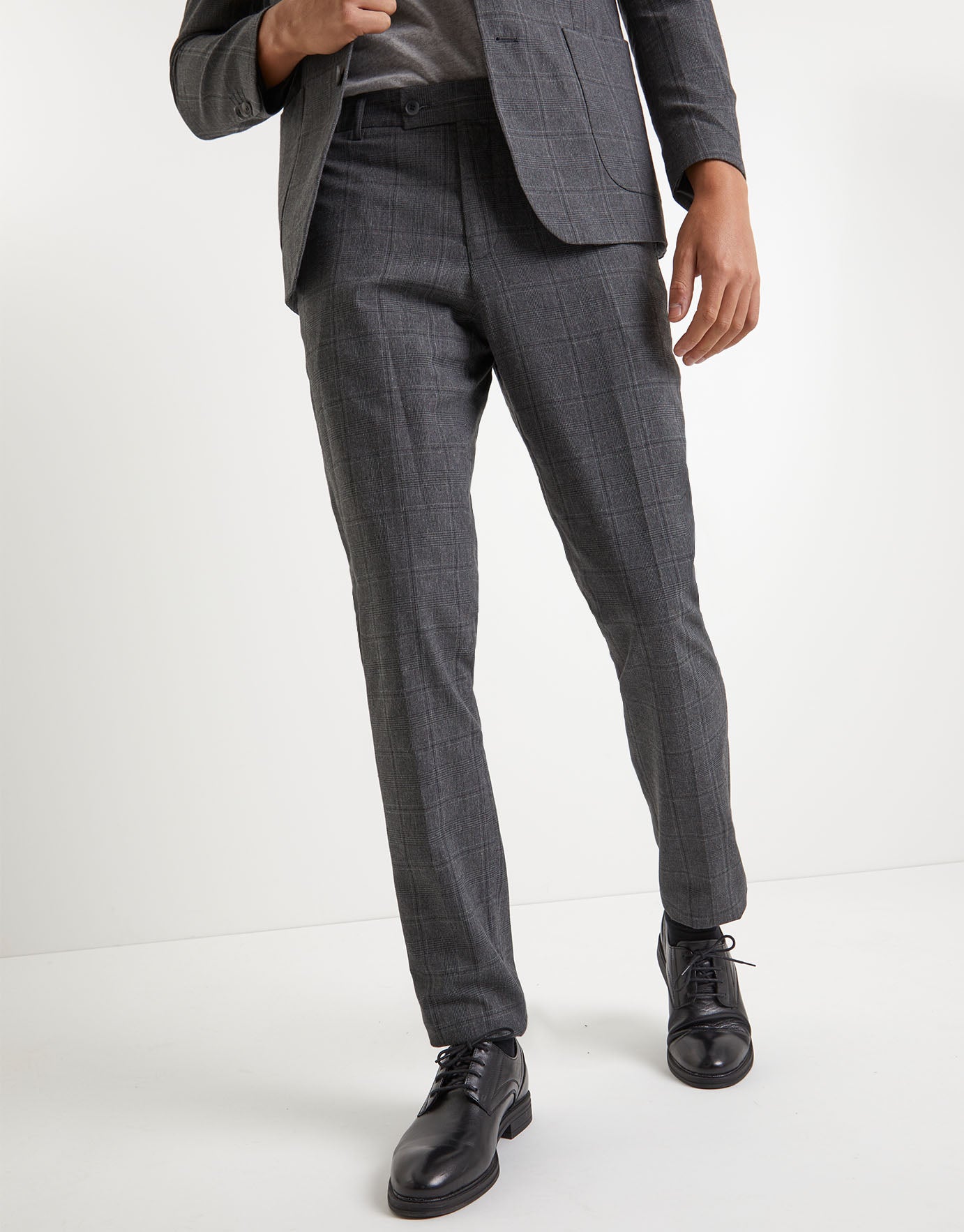 Slim Fit Check Pattern Suit Pants in 