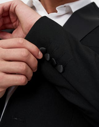 Slim Fit Tuxedo Jacket in Black Detail3