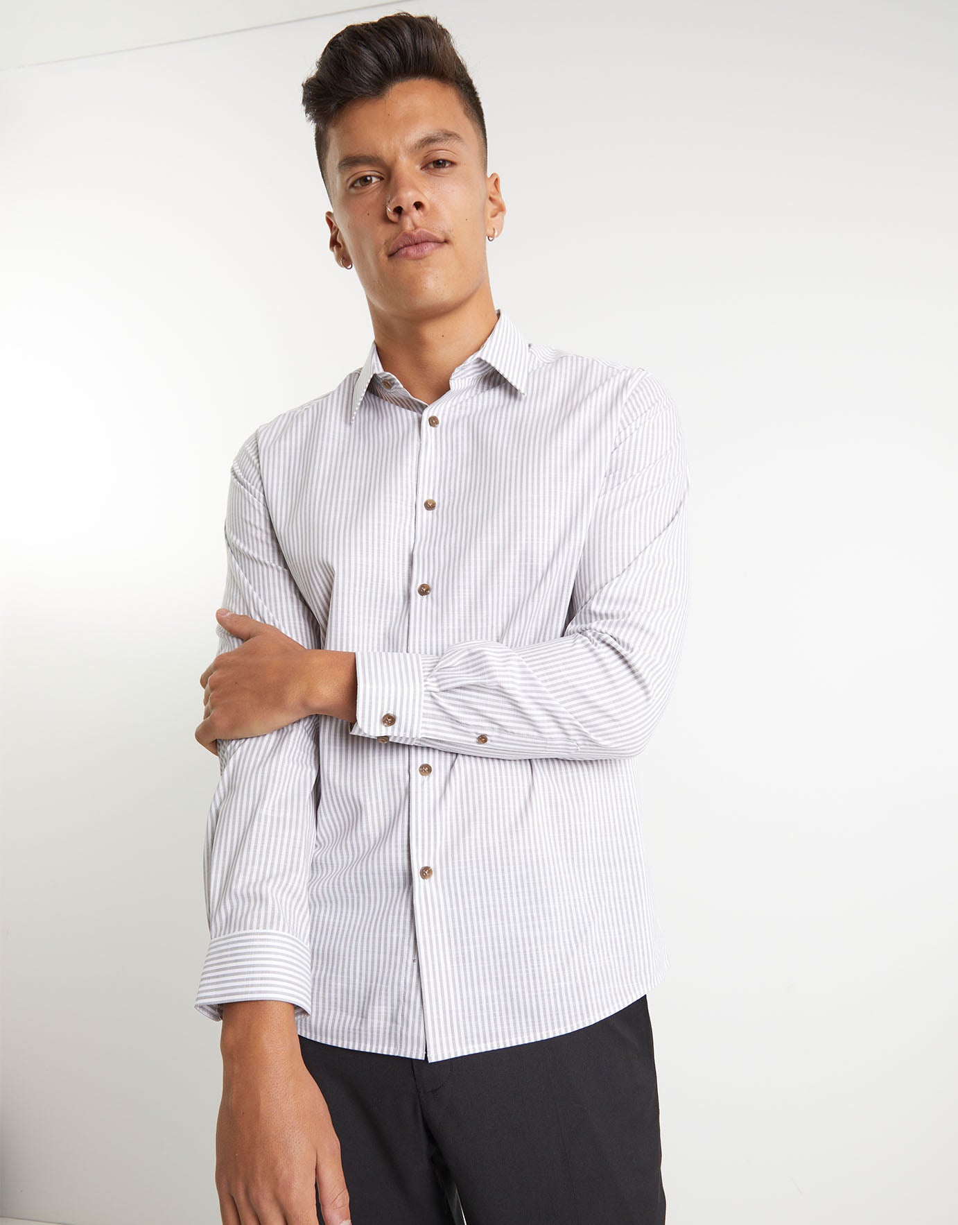 Striped Long Sleeve Business Shirt in 