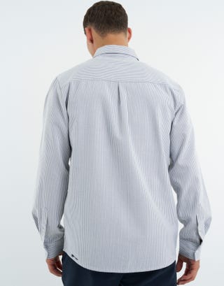 Striped Oxford Long Sleeve Shirt in Black Back