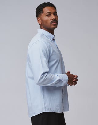 Striped Oxford Long Sleeve Shirt in Light Blue Detail