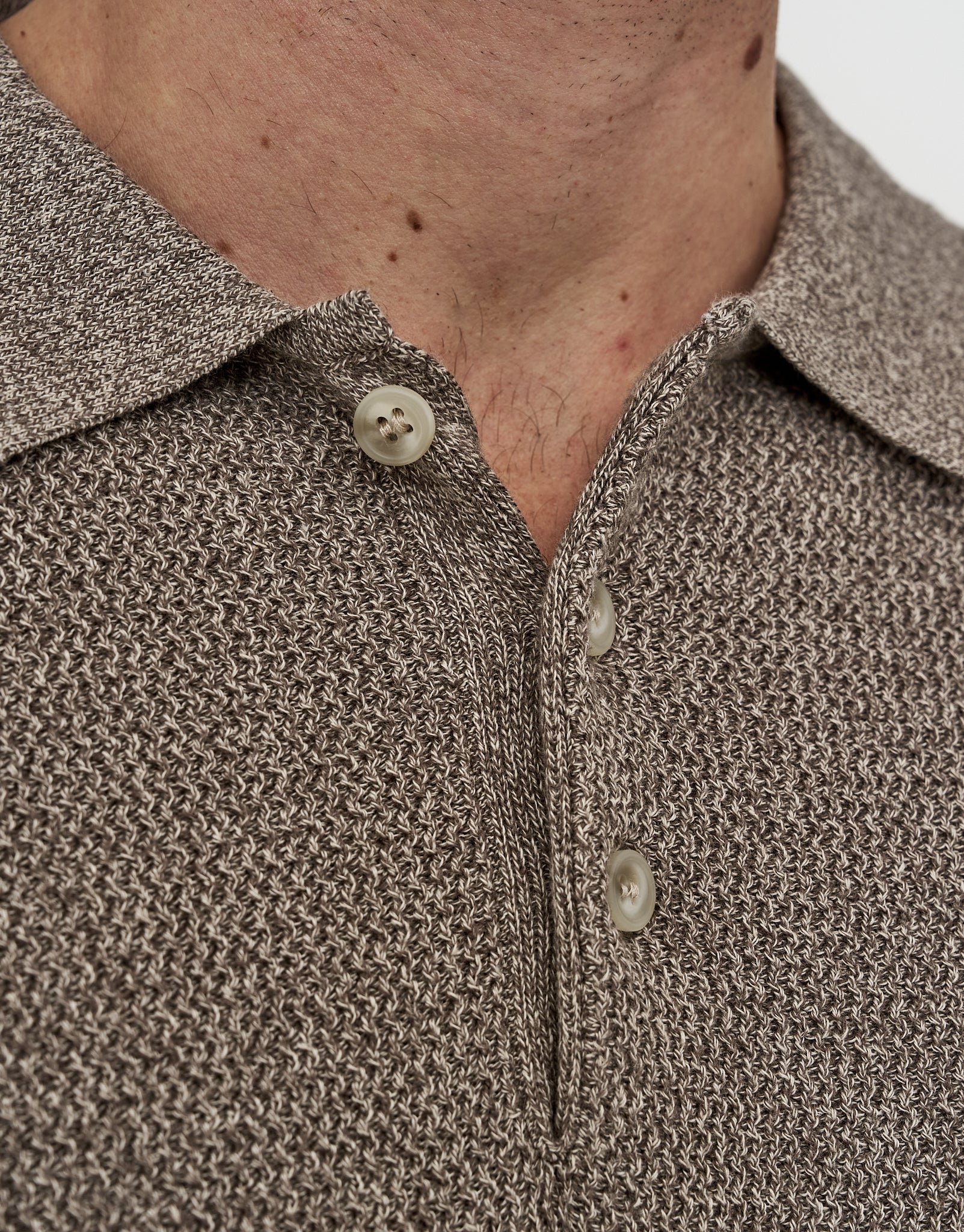 Textured Short Sleeve Knit Polo in Biscuit | Hallensteins NZ