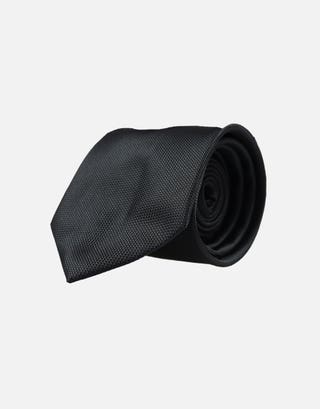 Textured Slim Tie in Black Front