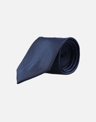 Textured Slim Tie in Navy Front
