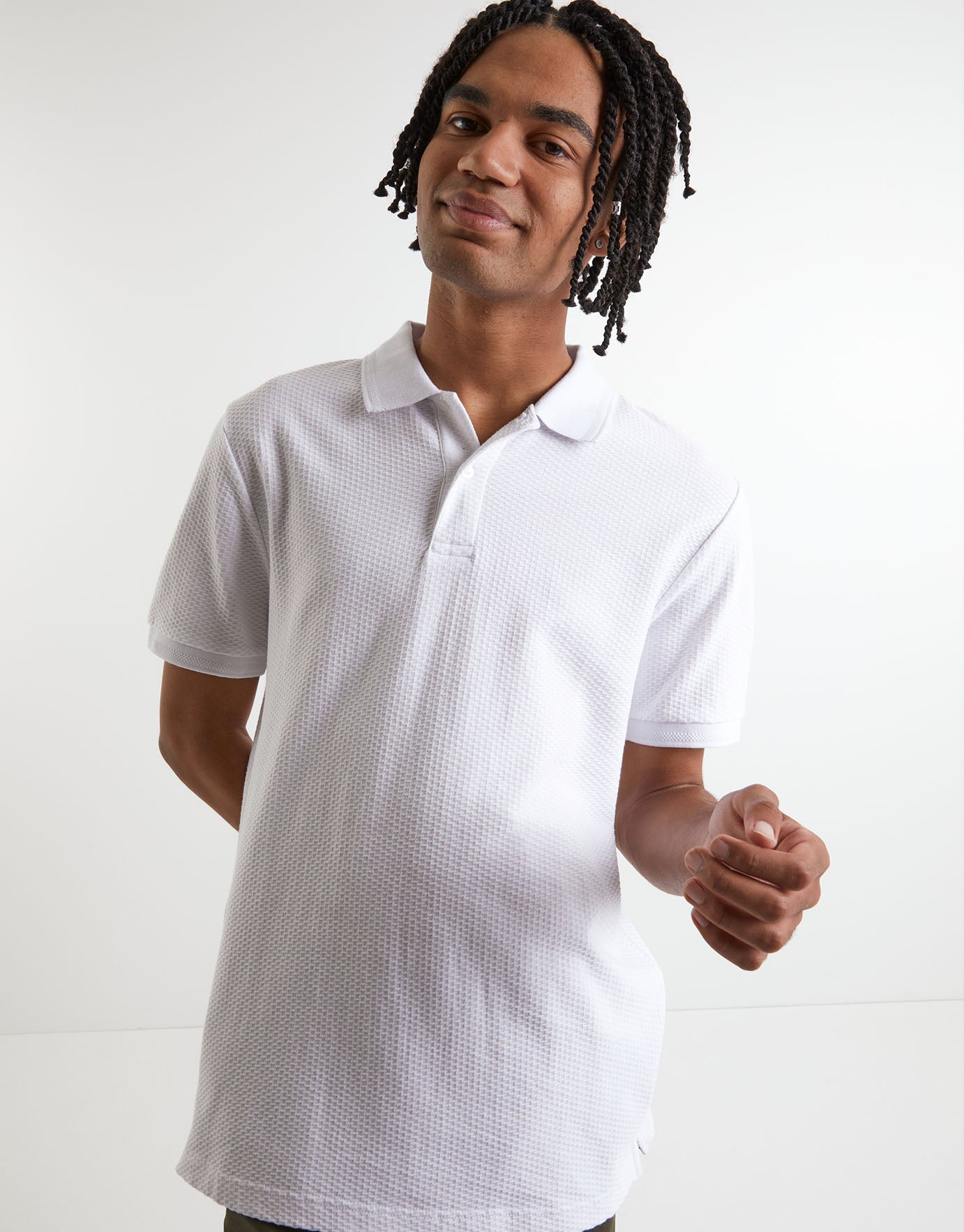 Textured Short Sleeve Polo Shirt in 