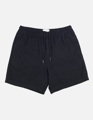 Textured Elastic Waist Shorts in Solid Black Front