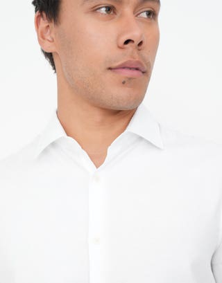 Plain Long Sleeve Business Shirt in White Detail2