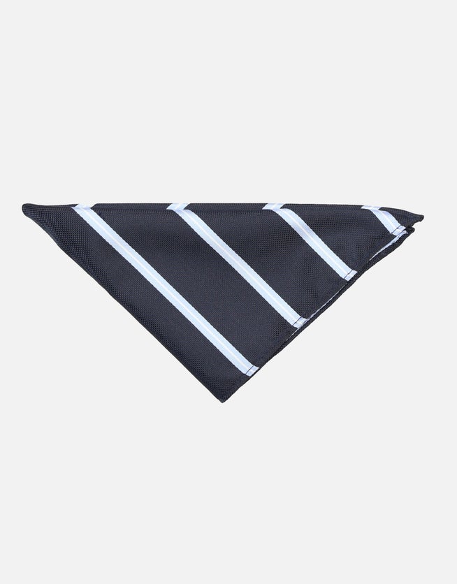 Navy Rounded Square Two Tone Stripe Pocket Square in Navy | Hallensteins NZ