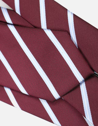 Two Tone Stripe Slim Tie in Burgundy Full
