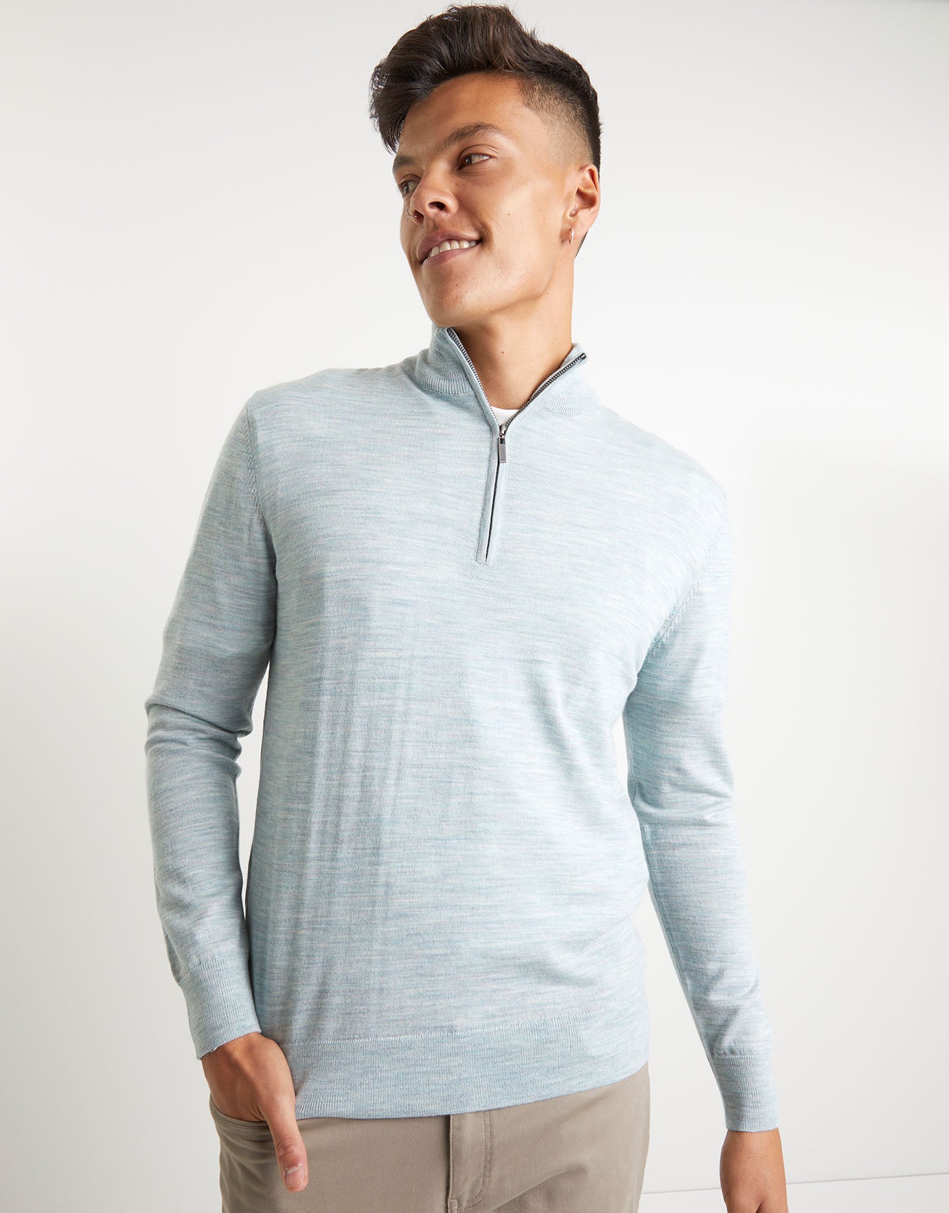 100% Merino 1/4 Zip Jumper in Light 